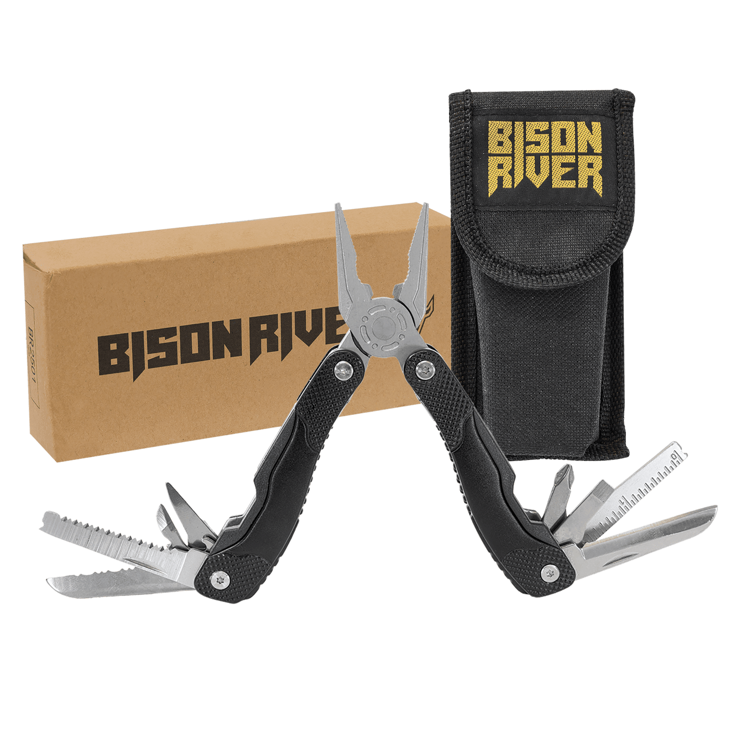 Bison River 4" Black 13 Function Multi Tool with Nylon Sheath