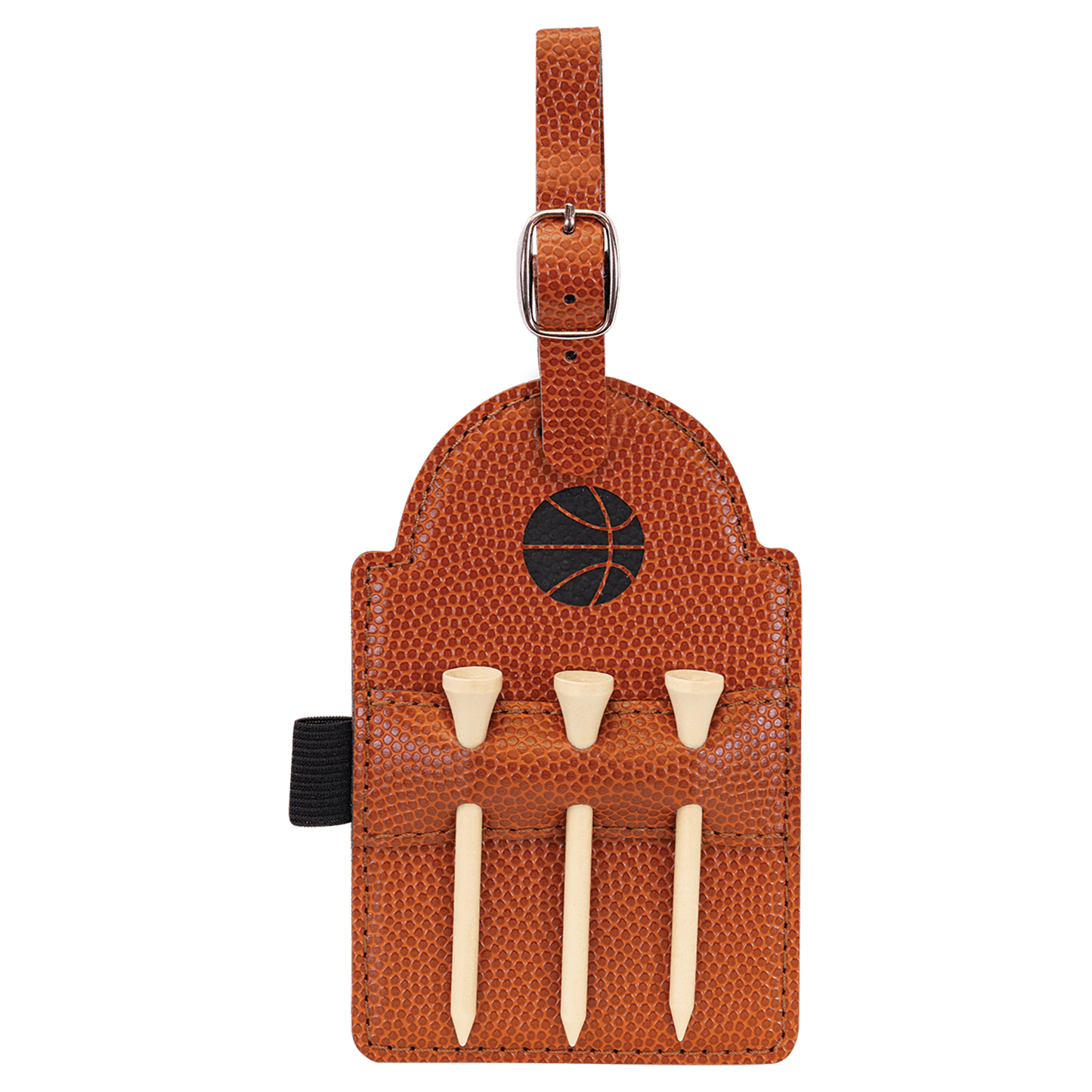 5" x 3 1/4" Leatherette Golf Bag Tag with 3 Wooden Tees