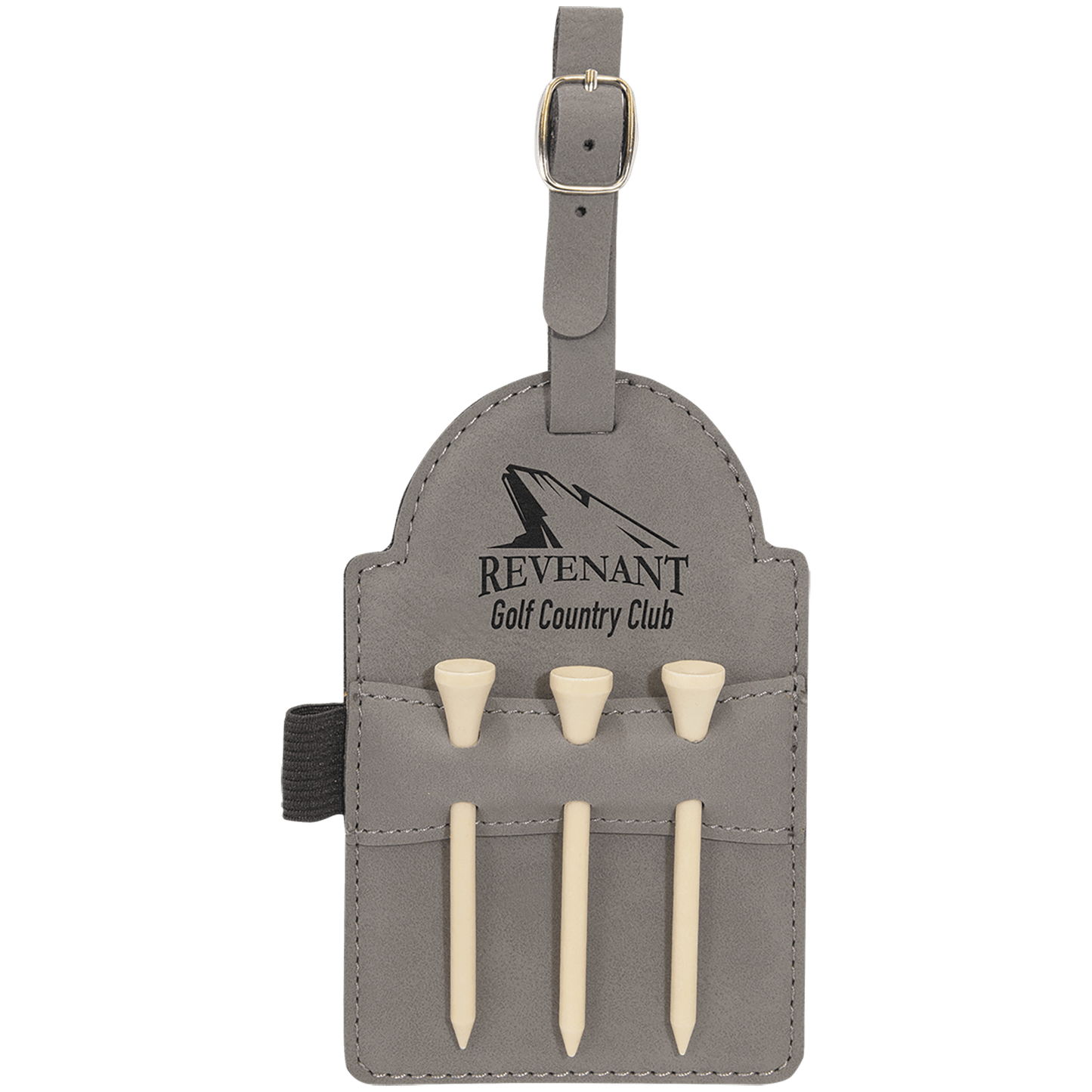 5" x 3 1/4" Leatherette Golf Bag Tag with 3 Wooden Tees